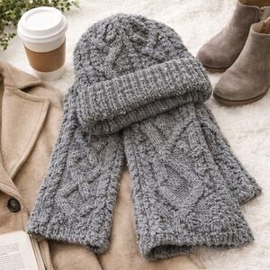 FREE W bundle of 2 +Chunky Knit Beanie Hat Scarf Set